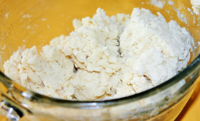The dough with water, before rolling it out.