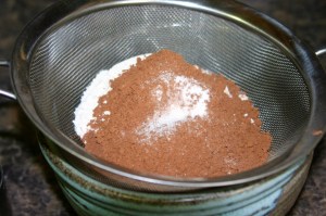 Sifting the dry ingredients together