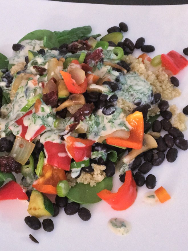 Quinoa Black Bean Bowl with Tahini Dressing
