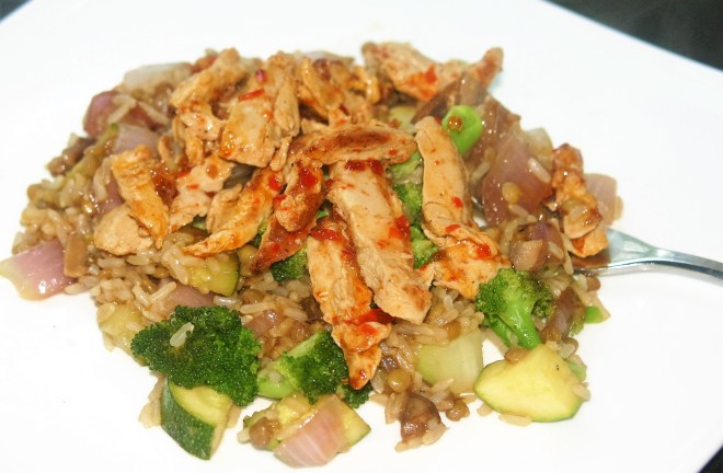 Fried Rice with Sweet Chili "Chicken"
