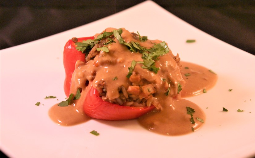 Vegan Thai Stuffed Peppers With Peanut&nbsp;Sauce